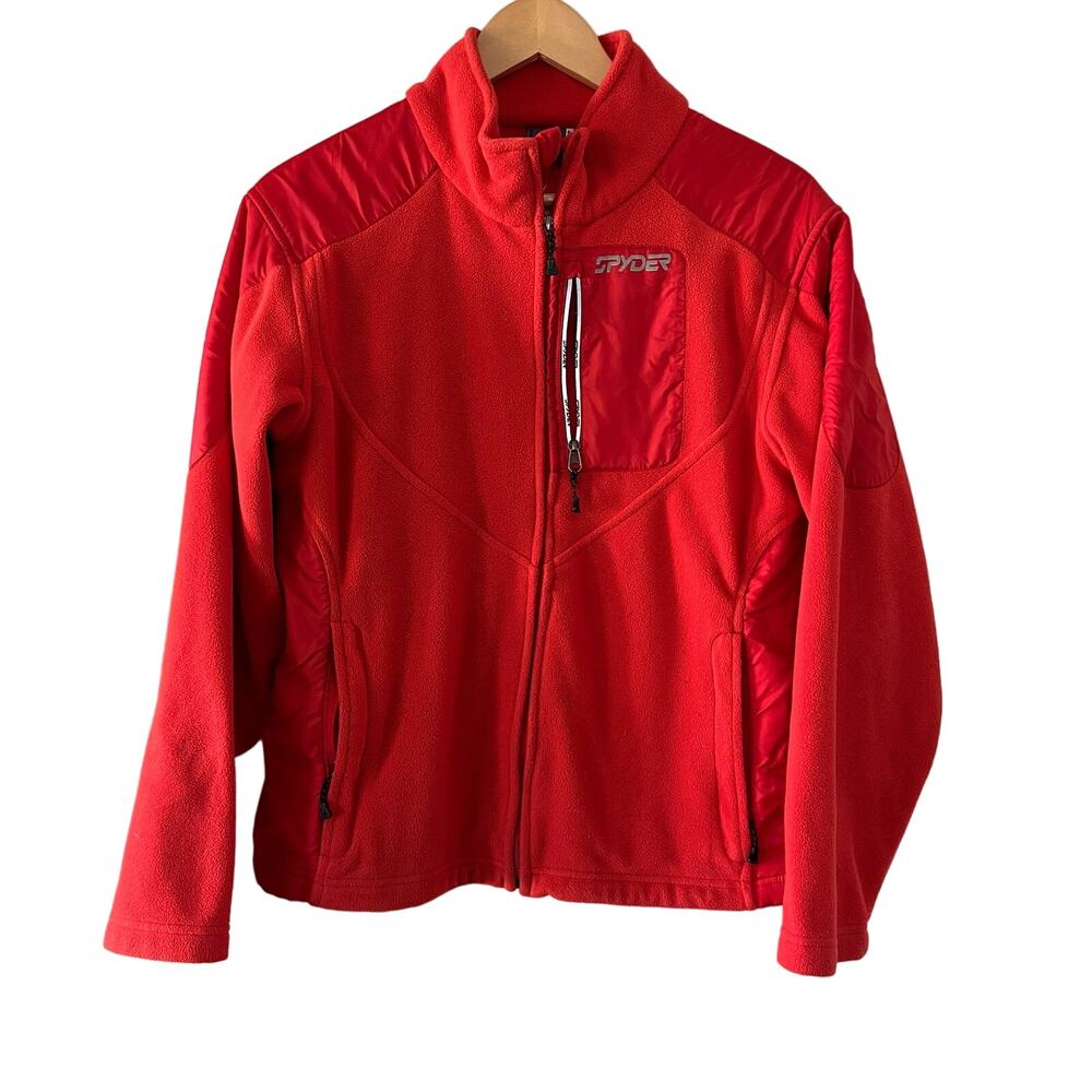 Spyder Full Zip Fleece Jacket Men's Size Small Bright Orange Coat
